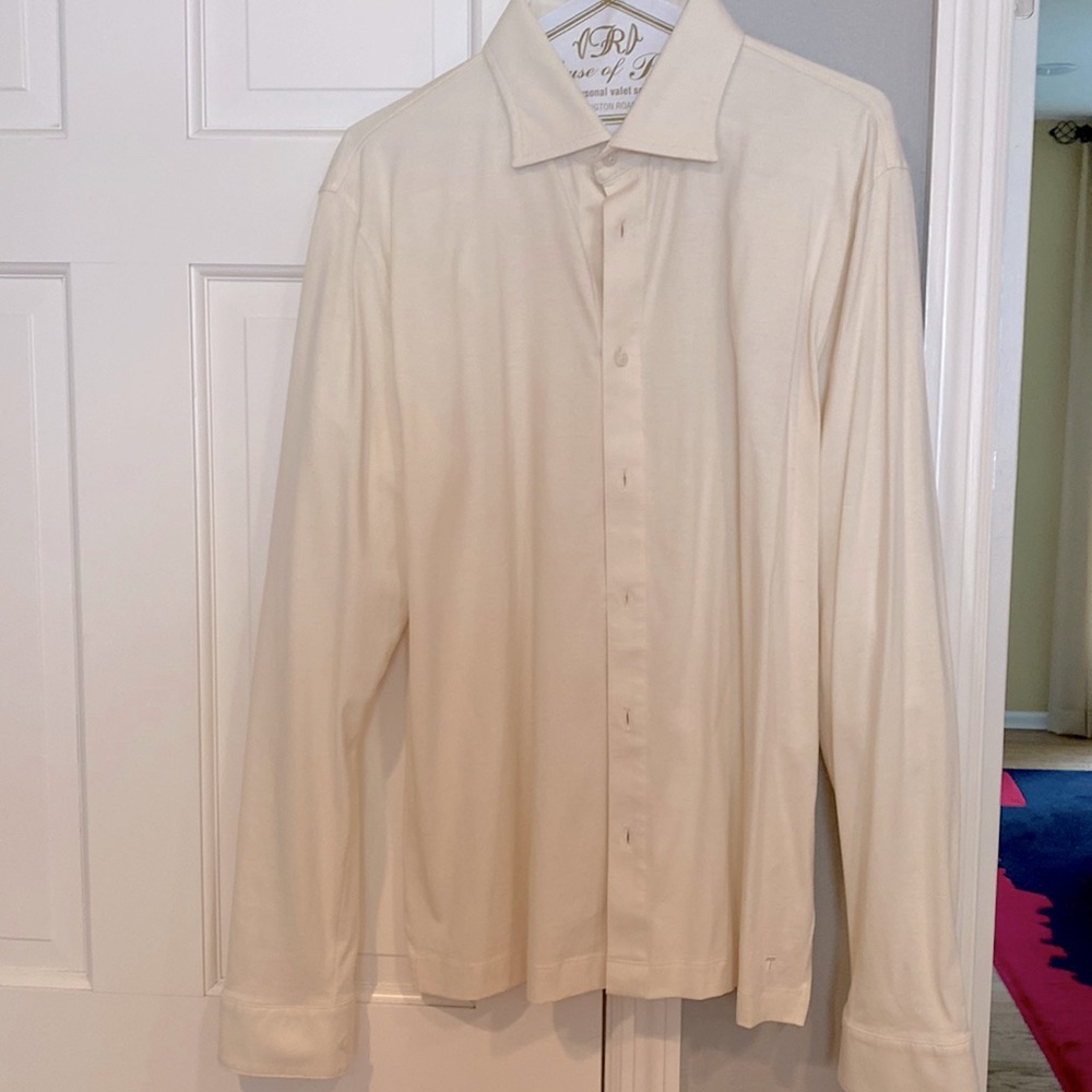 Left Coast Tee cream long sleeves button down shirt.